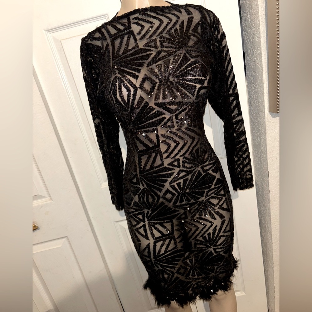 Black Geometric Sequin Dress